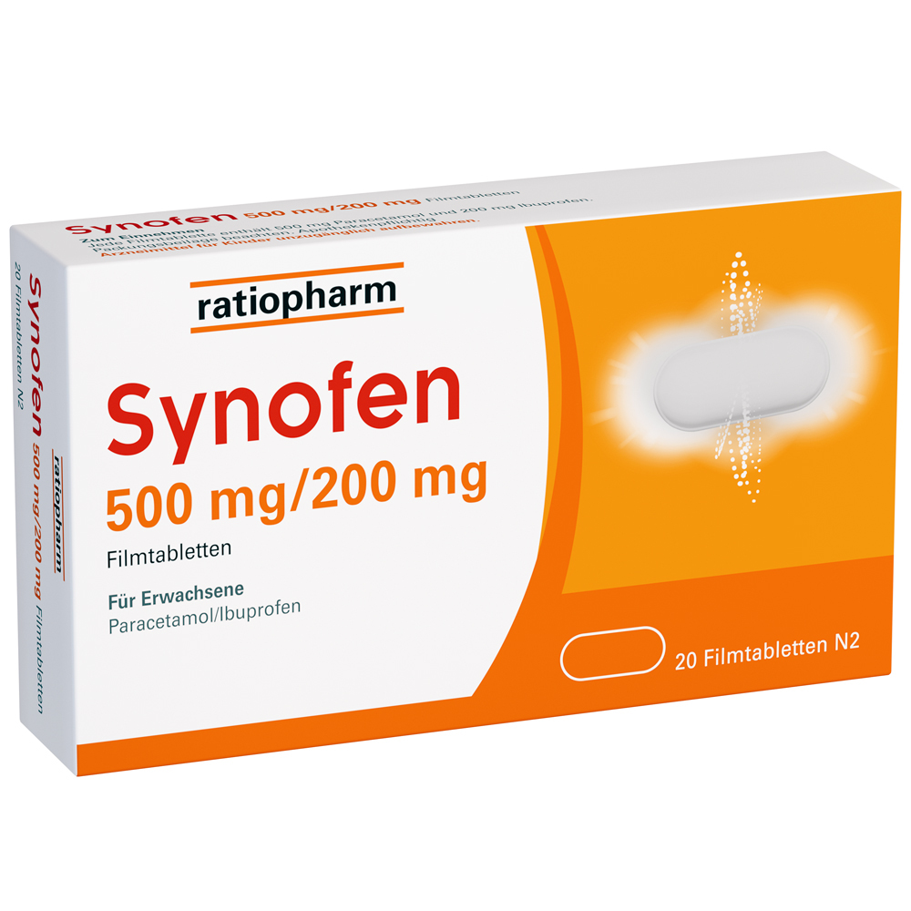 Synofen 500 mg/200 mg ratiopharm Filmtabletten 20 Stück