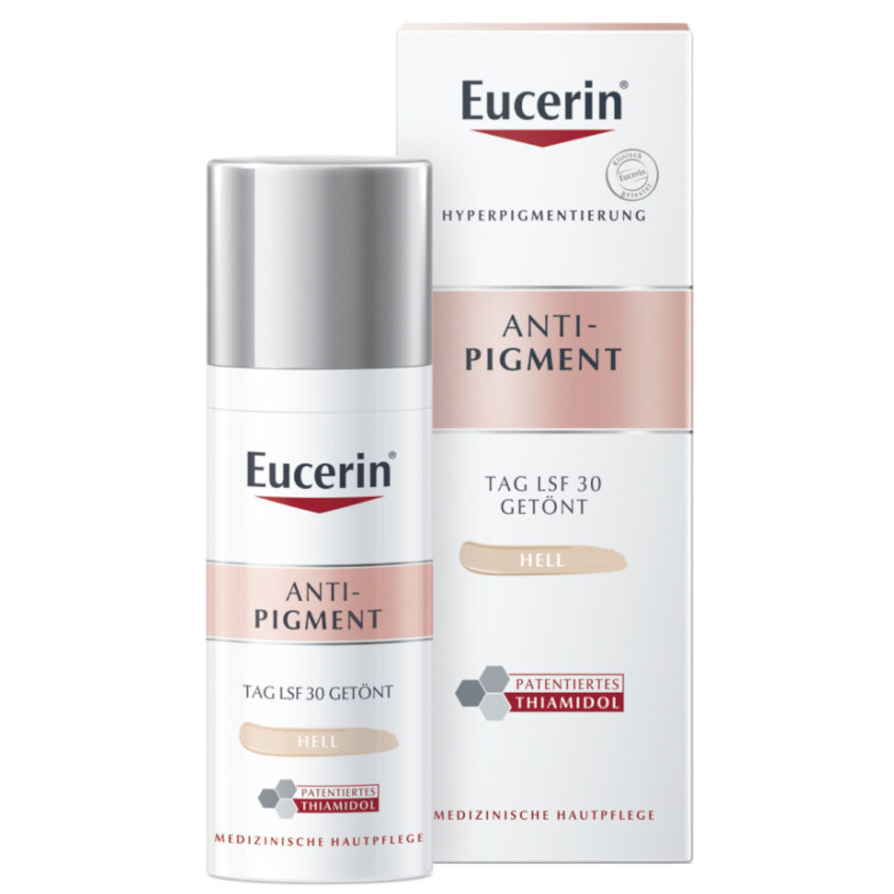 Eucerin® Anti-Pigment Tagescreme mit Thiamidol®, schnell einziehende, getönte Antipigmentcreme mit LSF 30, hell