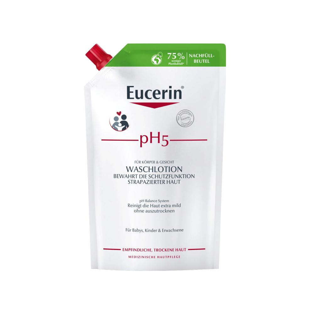 Eucerin® pH5 Waschlotion für Körper, Gesicht und Hände – bietet empfindlicher und trockener Haut eine milde Reinigung & bewahrt die Schutzfunktion der Haut