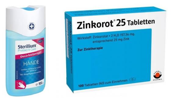 Sterillium Protect &amp; Care 100ml + Zinkorot 25 100 Tabletten Set
