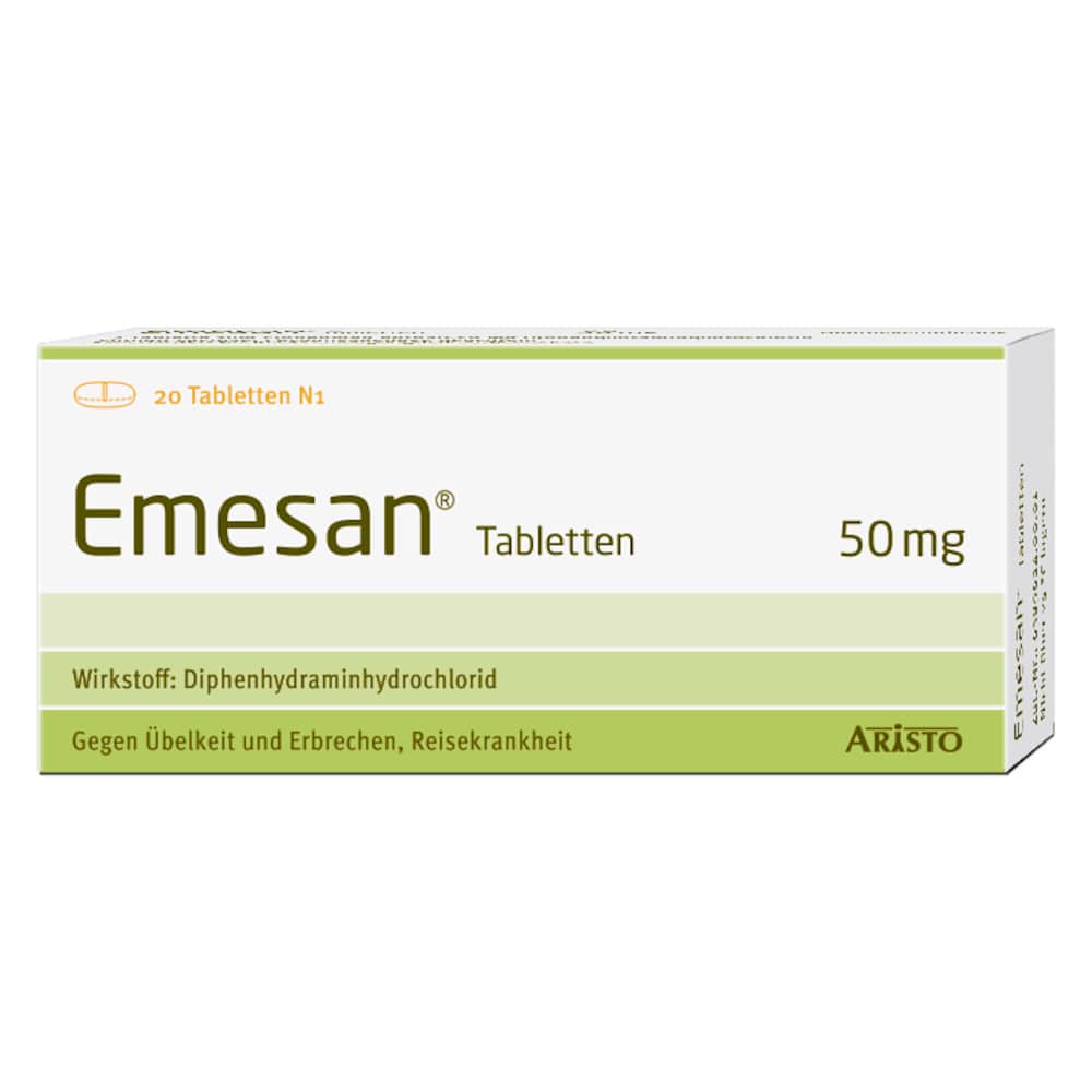 Emesan - Gegen Übelkeit und Erbrechen, Reisekrankheit 20 St Tabletten
